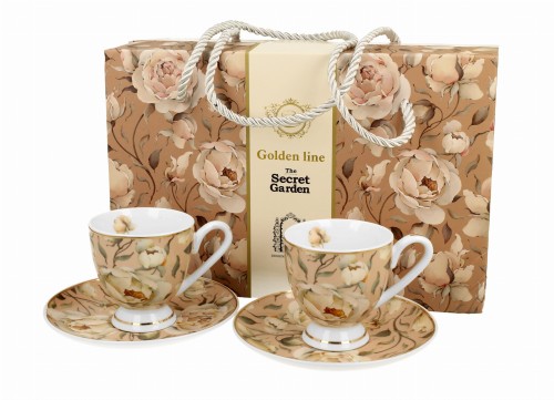 2 Filiżanki espresso ENGLISH ROSES CREAM - Golden Line 5902693948018