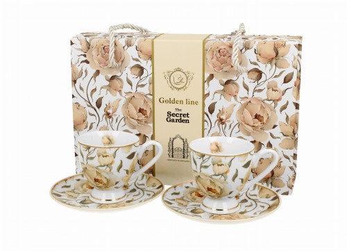 2 Filiżanki espresso ENGLISH ROSES WHITE - Golden Line 5902693947936