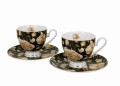2 Filiżanki ze spodkami ENGLISH ROSES BLACK - Golden Line 5902693947967