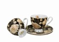 2 Filiżanki ze spodkami ENGLISH ROSES BLACK - Golden Line 5902693947967
