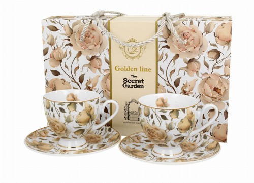 2 Filiżanki ze spodkami ENGLISH ROSES WHITE - Golden Line 5902693947929