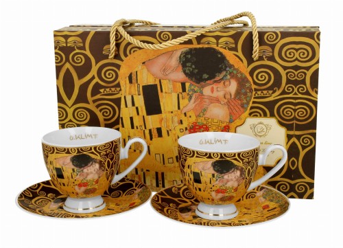 2 Filiżanki ze spodkami KISS BROWN by KLIMT - Golden Line 5902693948124
