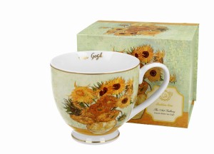 Kubek na stopce SUNFLOWERS inspired by Van Gogh - Golden Line