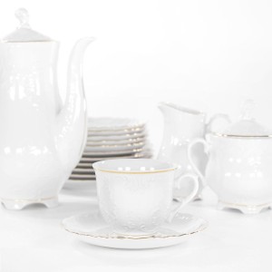 Ćmielów Rococo serwis herbaciano-kawowy 6/21 3604 Złota linia