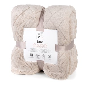 Koc z mikrofibry miękki ciepły puszysty CARO 200x220 beżowy