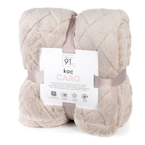 Koc z mikrofibry miękki ciepły puszysty CARO 200x220 beżowy 5903571653536