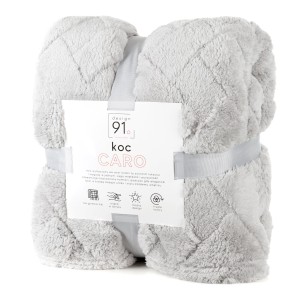 Koc z mikrofibry miękki ciepły puszysty CARO 150x200 srebrny