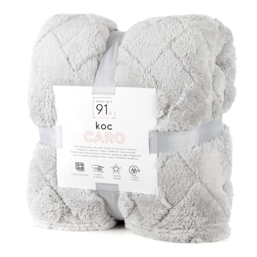 Koc z mikrofibry miękki ciepły puszysty CARO 170x210 srebrny 5903571653451
