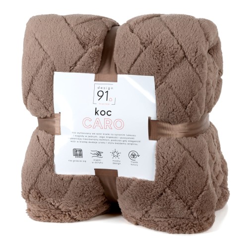 Koc z mikrofibry ciepły puszysty CARO 200x220 Ciemny beżowy 5903571653543
