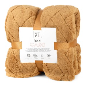Koc z mikrofibry miękki ciepły puszysty CARO 200x220 miodowy