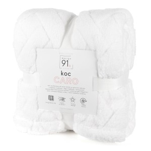 Koc z mikrofibry miękki ciepły puszysty CARO 150x200 biały