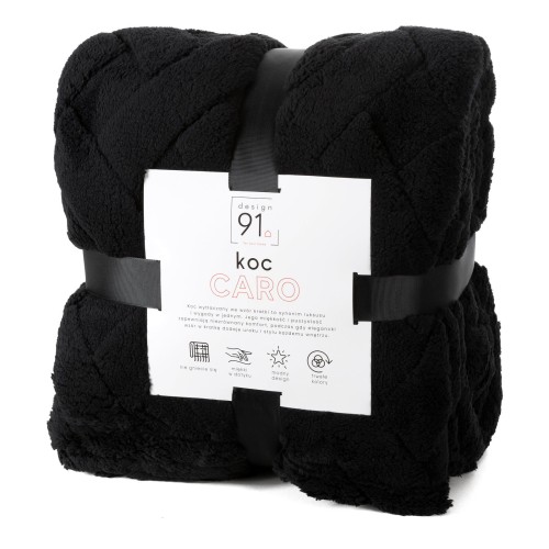 Koc z mikrofibry miękki ciepły puszysty CARO 200x220 czarny 5903571653574