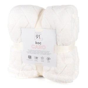 Koc z mikrofibry miękki ciepły puszysty CARO 200x220 kremowy