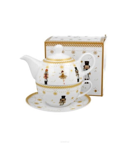 Filiżanka z dzbankiem I spodkiem Tea for one CHRISTMAS BALLERI 5902693951193