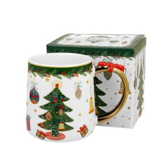 Kubek świąteczny  porcelanowy z kokardkąCHRISTMAS TREE 450 ml
