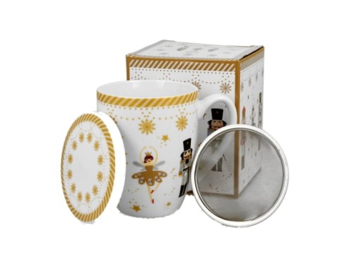 Kubek świąteczny z zaparzaczem porcelanowy Christmas Ballerina 5902693951148