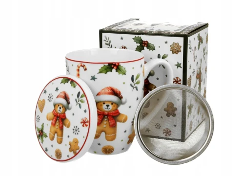 Kubek świąteczny z zaparzaczem porcelanowy Christmas Cuties 5902693951025