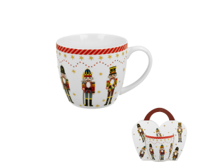 Kubek świąteczny porcelanowy w koszyczku Christmas Nutcracker