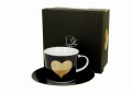 Filiżanka ze spodkiem 250 ml Granatowa - WIELKIE SERCE 5902693949107