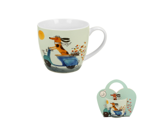 Kubek w koszyczku 460 ml Psi Świat PIES NA SKUTERZE