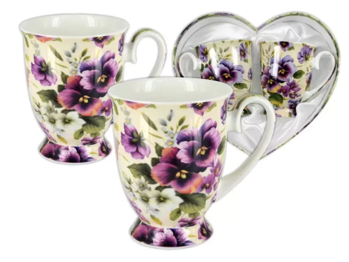 Serce - 2 kubki prezentowe - bratki 5907580037189