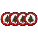 Cicha Noc Komplet 4 talerzy deserowych red