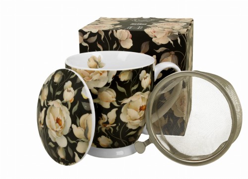 Kubek na stopce z zaparzaczem ENGLISH ROSES BLACK 5902693949527