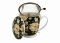 Kubek na stopce z zaparzaczem ENGLISH ROSES BLACK 5902693949527