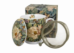 Kubek  na stopce z zaparzaczem PEONY BLUE