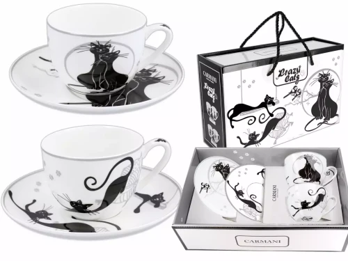 CARMANI Kpl. 2 filiżanek ze spodkami koty 5907580059730