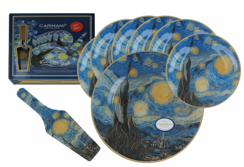 CARMANI Kpl. patera i 6 talerzyków - V. van Gogh, Gwiaździsta Noc 5905450815523
