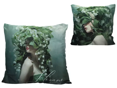 CARMANI Poduszka z wypełnieniem/suwak - L. Lozano, Kwiaty na głowie 5905450813284