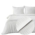 Komplet pościeli VERA z satyny bawełnianej w prążki biały