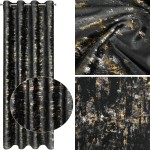 Zasłona Gotowa Welwetowa 140x250 TAMI czarny Eurofirany Z Nadrukiem