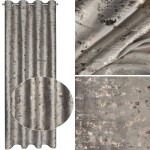 Zasłona Gotowa Welwetowa 140x250 TAMI stalowy Eurofirany Z Nadrukiem