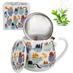 Kubek baryłka  z zaparzaczem Koci Świat - KOTY W FILIŻANKACH
