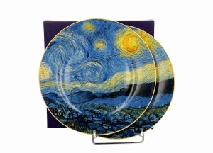 Duo Komplet 2 talerze deserowe STARRY NIGHT inspired by Van Gogh