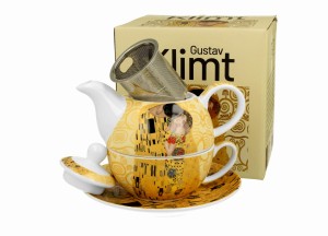 Duo Filiżanka z dzbankiem Tea for one THE KISS ECRU Klimt