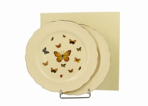 Komplet 2 talerze deserowe Ecru MOTYLKI
