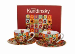 Duo 2 Filiżanki porcelanowe do espresso Squares with Circ