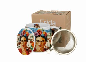 Duo Kubek  z zaparzaczem baryłka MEXICAN ART RED