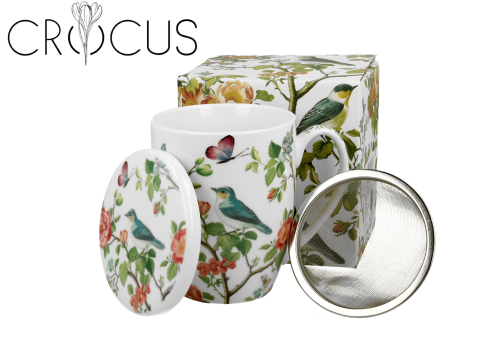 Duo Kubek porcelanowy z zaparzaczem PTAKI NA GAŁĘZI 5902693964339