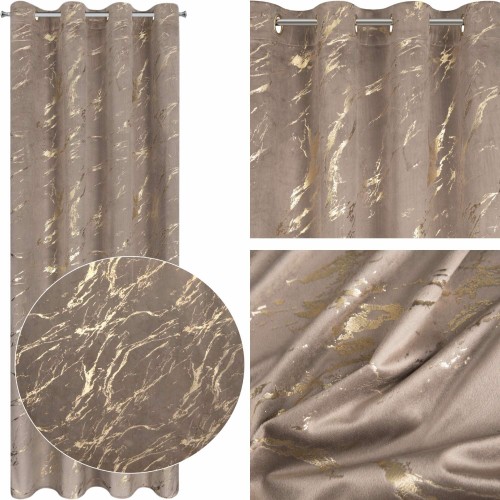 Zasłona Welwetowa 140x250 MOLLY brąz+szampan Eurofirany Na Przelotkach 5903571722928