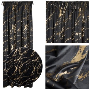 Zasłona Welwetowa 140x270 MOLLY czarny+szampan Eurofirany na Taśmie