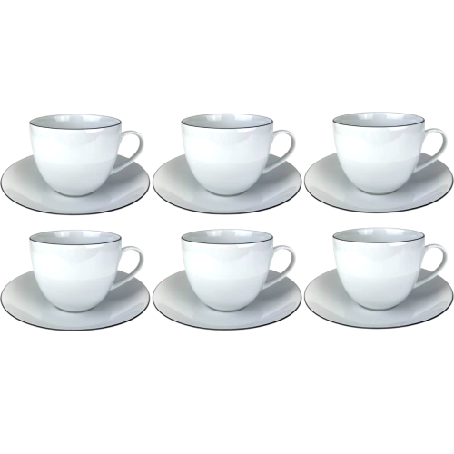 Komplet 6 filiżanek ze spodkami 320 ml Base Black Bogucice 5903517124205