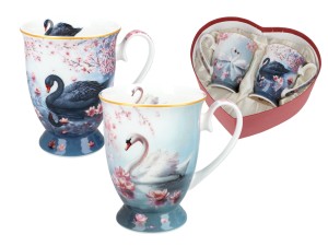 Kpl. 2 kubków w sercu - Łabędzie (CAMANI)