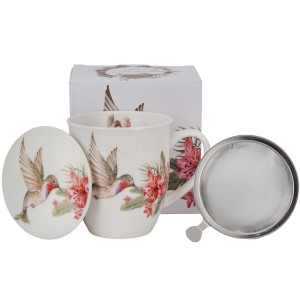 Kubek z zaparzaczem i przykrywką  400 ml Ptasi Świat - KOLIBER