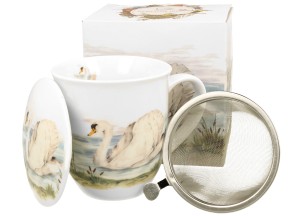 Kubek z zaparzaczem i przykrywką  400 ml Ptasi Świat - ŁABĘDŹ