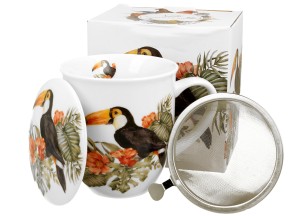 Kubek z zaparzaczem i przykrywką  400 ml Ptasi Świat - TUKAN