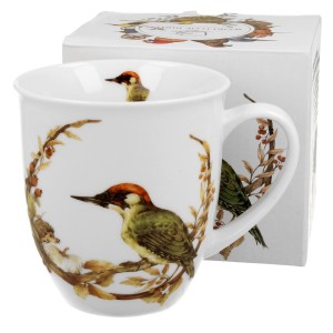 Kubek porcelanowy PTASI ŚWIAT 400 ml DZIĘCIOŁ ZIELONY DUO